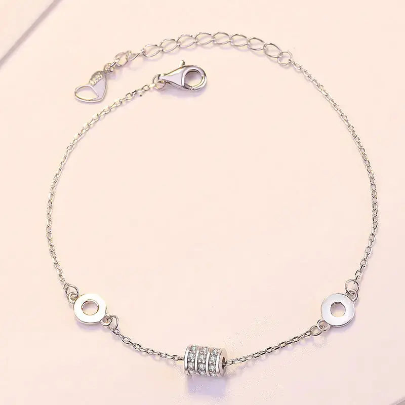 Lovcia Modern CZ Tiny Tube Circle 925 Sterling Silver Bracelet-Bracelets-Rose Gold-Rose Gold