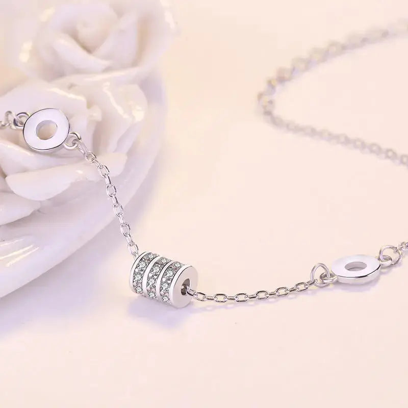Lovcia Modern CZ Tiny Tube Circle 925 Sterling Silver Bracelet-Bracelets-Rose Gold-Rose Gold