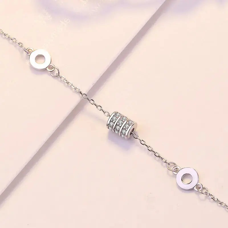 Lovcia Modern CZ Tiny Tube Circle 925 Sterling Silver Bracelet-Bracelets-Rose Gold-Rose Gold