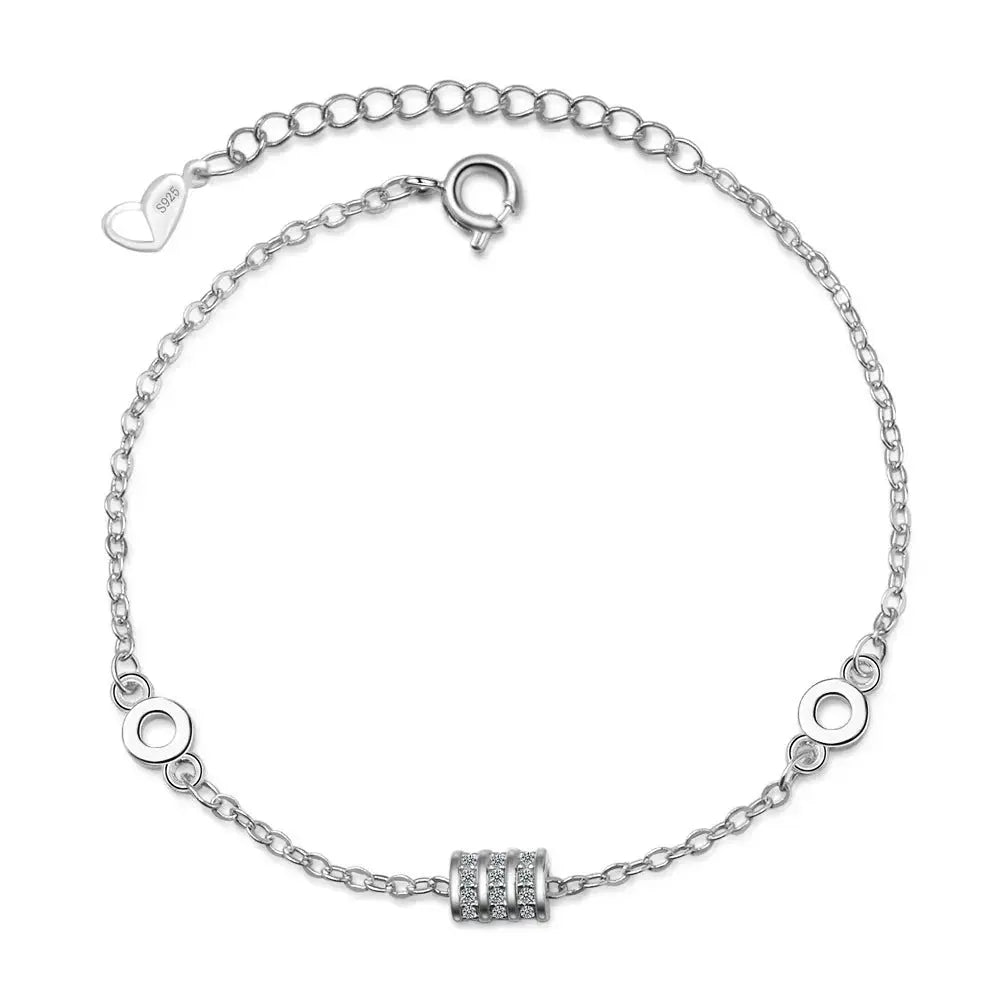 Lovcia Modern CZ Tiny Tube Circle 925 Sterling Silver Bracelet-Bracelets-Rose Gold-Rose Gold