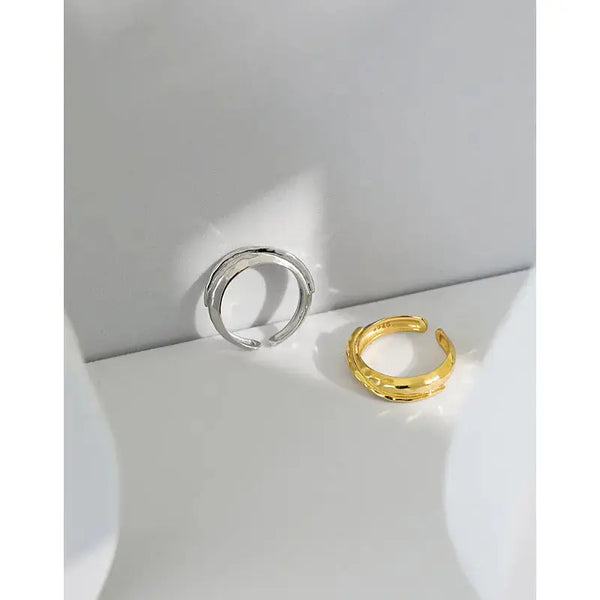 Lovcia Modern Double Layers Cross 925 Sterling Silver Adjustable Ring-Rings-Rhodium-Rhodium