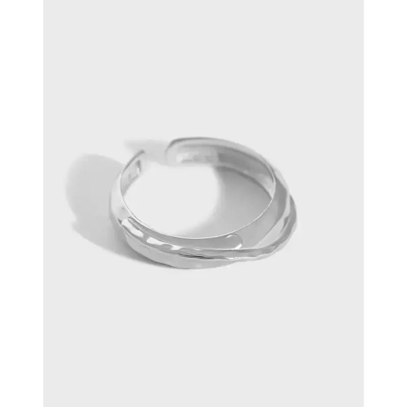 Lovcia Modern Double Layers Cross 925 Sterling Silver Adjustable Ring-Rings-Rhodium-Rhodium