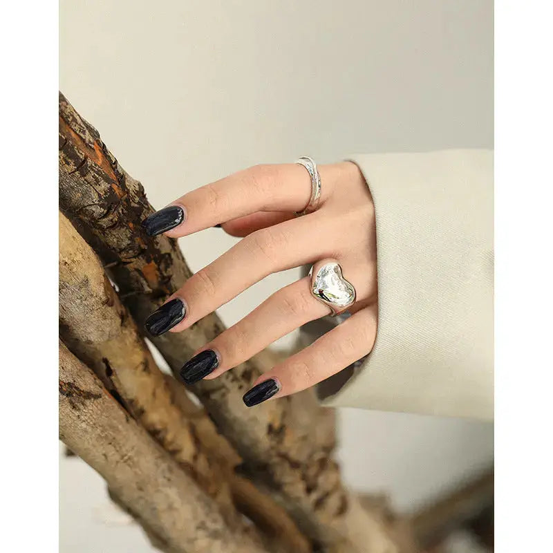 Lovcia Modern Double Layers Cross 925 Sterling Silver Adjustable Ring-Rings-Rhodium-Rhodium