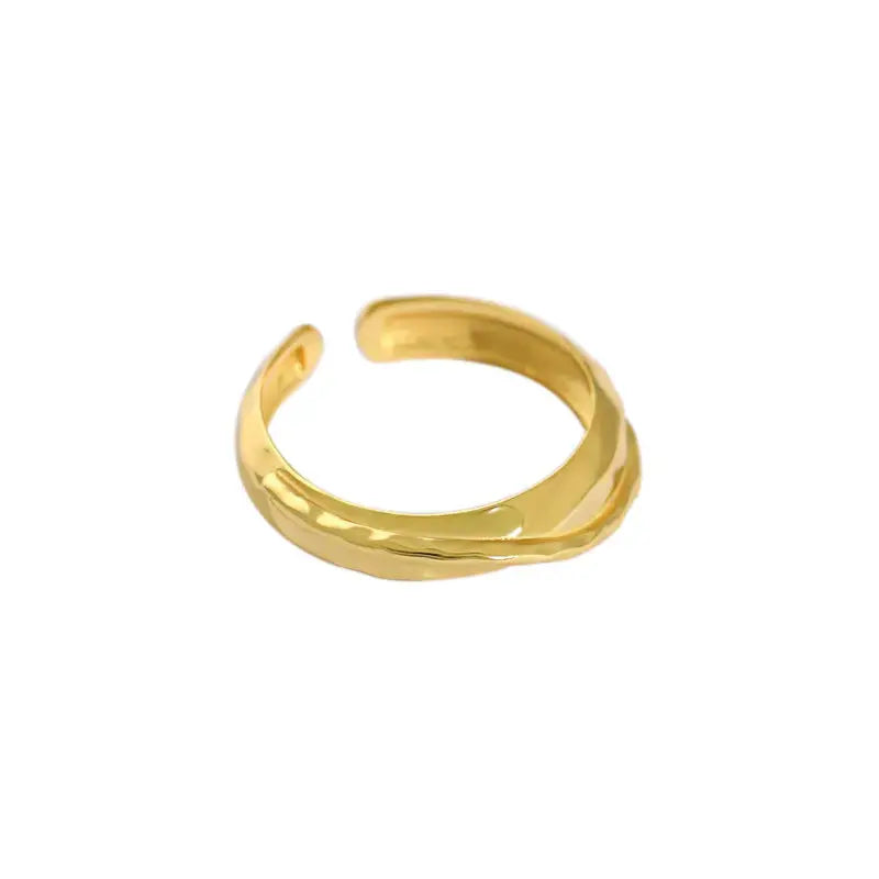 Lovcia Modern Double Layers Cross 925 Sterling Silver Adjustable Ring-Rings-Yellow Gold-Yellow Gold