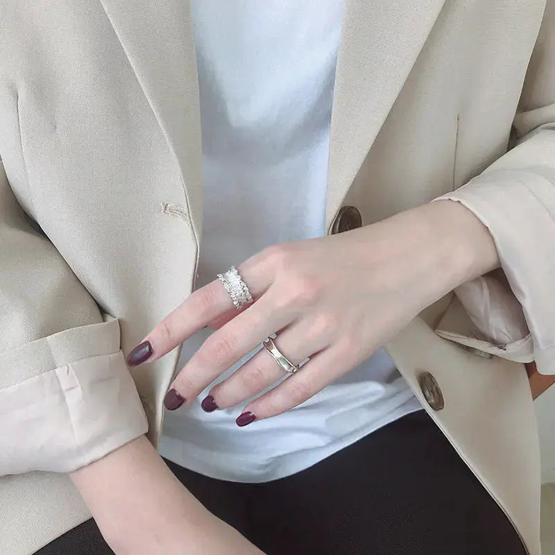 Lovcia Modern Girl's Skirt 925 Sterling Silver Adjustable Ring-Rings-Rhodium-Rhodium