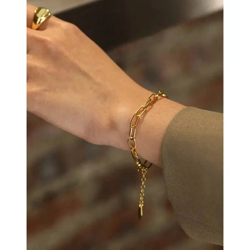 Lovcia Modern Hollow Chain Fashion 925 Sterling Silver Bracelet-Bracelets-Rhodium-Rhodium