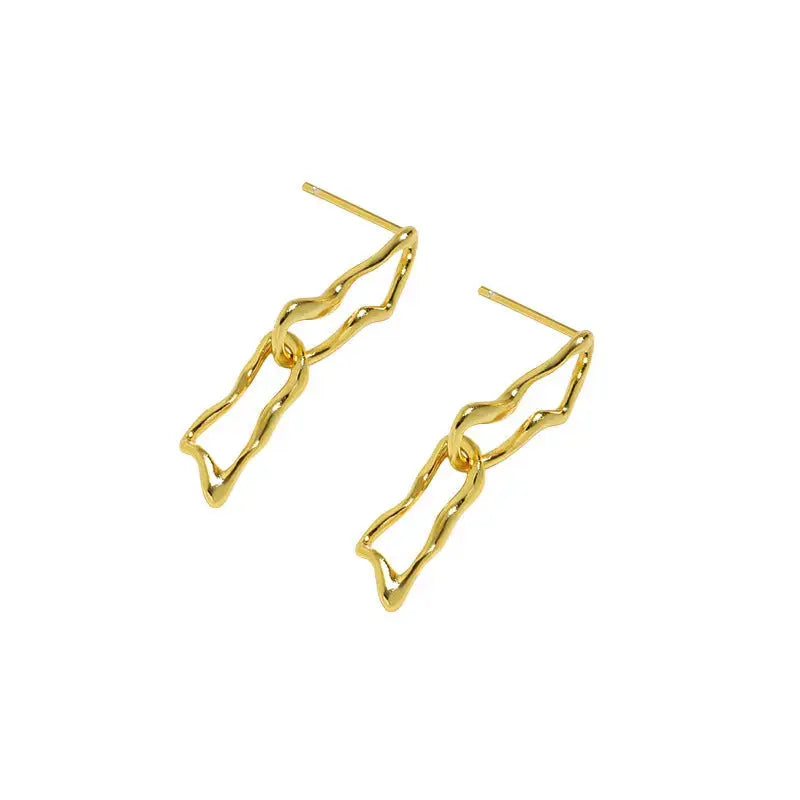 Lovcia Modern Irregular Hollow Chain 925 Sterling Silver Dangling Earrings-Earrings-Rhodium-Rhodium