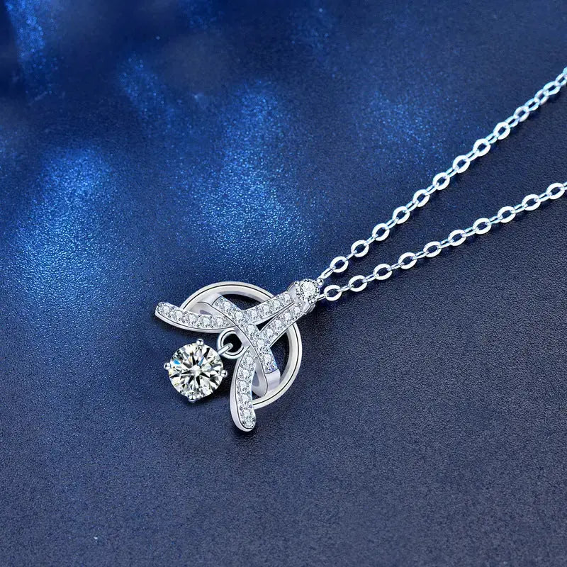 Lovcia Modern Moissanite CZ Eiffel Tower 925 Sterling Silver Necklace-Necklaces-0.5 Carat Moissanite CZ-0.5 Carat Moissanite CZ