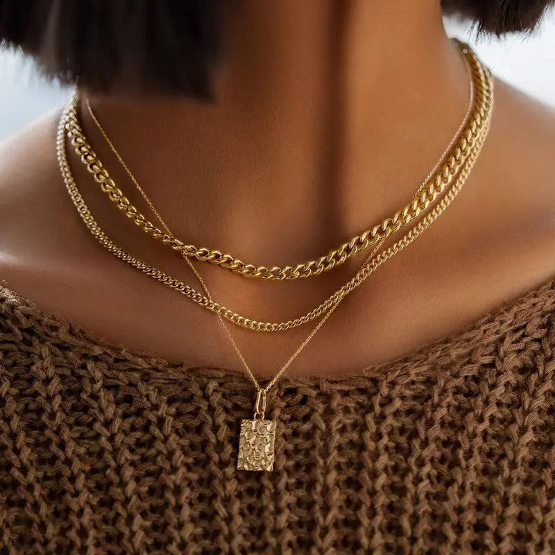 Lovcia Modern Personality Fashion Clavicle Chain Trendy Gold Plated Layered Necklace For Women-Necklaces-X1306-X1306