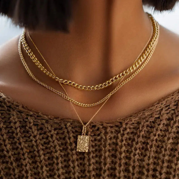 Lovcia Modern Personality Fashion Clavicle Chain Trendy Gold Plated Layered Necklace For Women-Necklaces-X1306-X1306