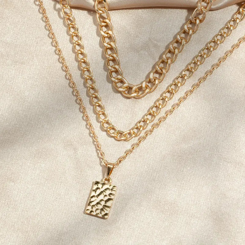 Lovcia Modern Personality Fashion Clavicle Chain Trendy Gold Plated Layered Necklace For Women-Necklaces-X1306-X1306