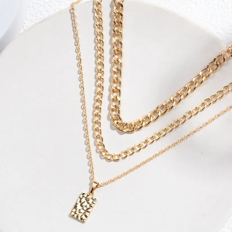 Lovcia Modern Personality Fashion Clavicle Chain Trendy Gold Plated Layered Necklace For Women-Necklaces-X1306-X1306