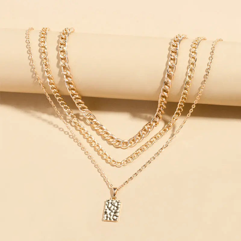 Lovcia Modern Personality Fashion Clavicle Chain Trendy Gold Plated Layered Necklace For Women-Necklaces-X1306-X1306