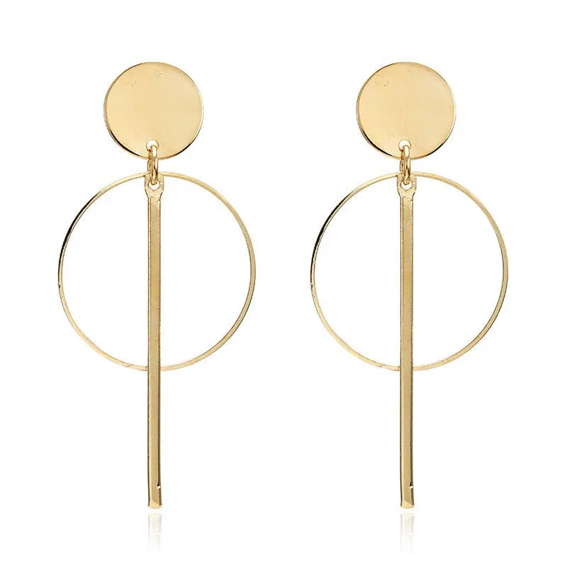 Lovcia Modern Round Ring Tassel Earrings for Women-Earrings-Gold-Gold