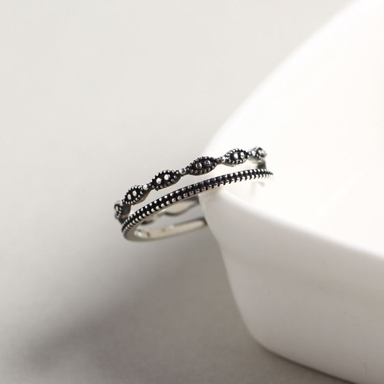 Lovcia Modern Vintage Theme Adjustable 925 Sterling Silver Ring-Rings-