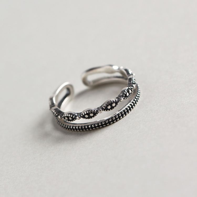 Lovcia Modern Vintage Theme Adjustable 925 Sterling Silver Ring-Rings-