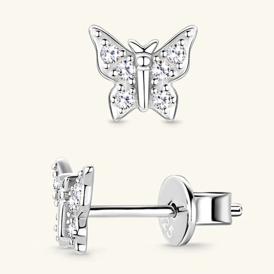 Lovcia Moissanite 925 Sterling Silver Butterfly Stud Earrings-Earrings-Gold-One Size-Gold