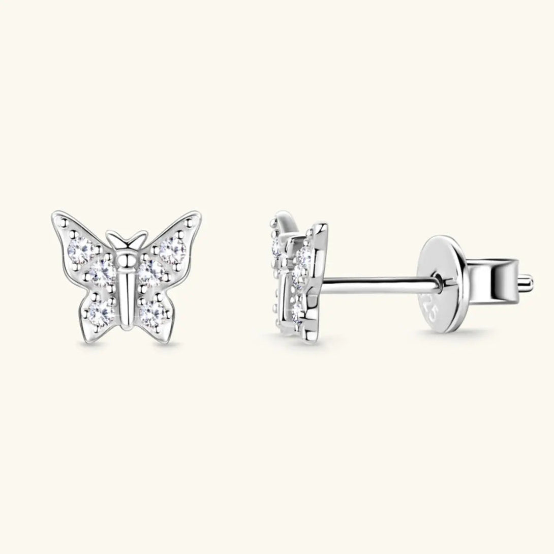 Lovcia Moissanite 925 Sterling Silver Butterfly Stud Earrings-Earrings-Gold-One Size-Gold
