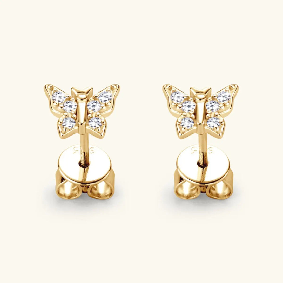 Lovcia Moissanite 925 Sterling Silver Butterfly Stud Earrings-Earrings-Gold-One Size-Gold