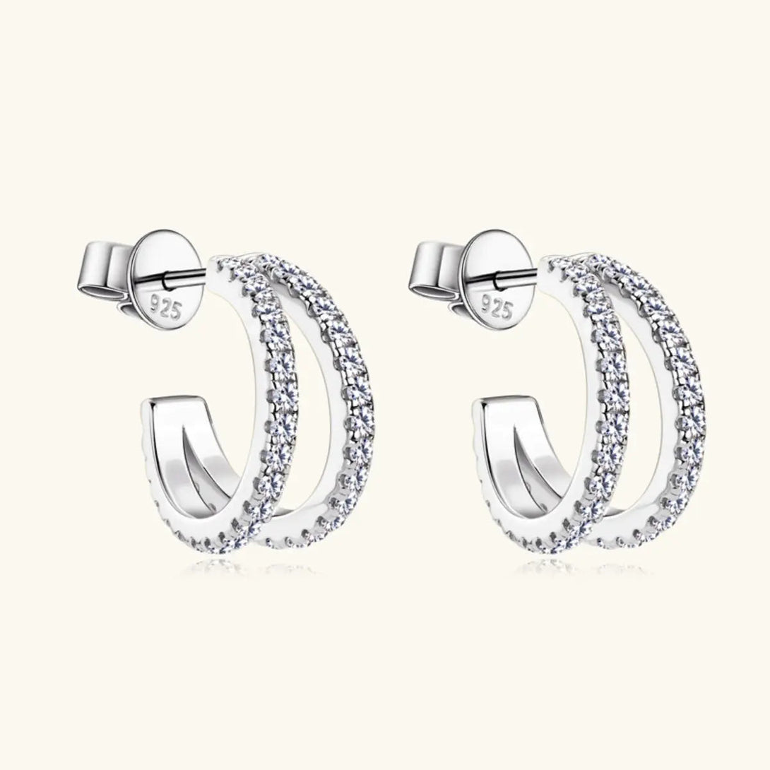 Lovcia Moissanite 925 Sterling Silver C-Hoop Earrings-Earrings-Gold-One Size-Gold