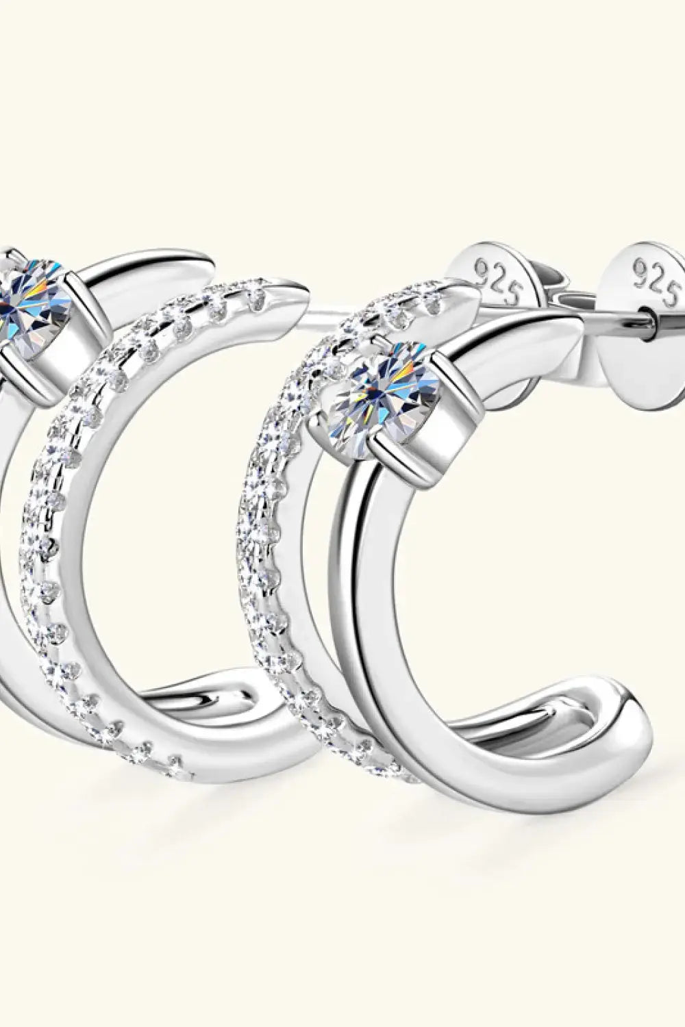 Lovcia Moissanite 925 Sterling Silver C-Hoop Earrings-Earrings-Gold-One Size-Gold