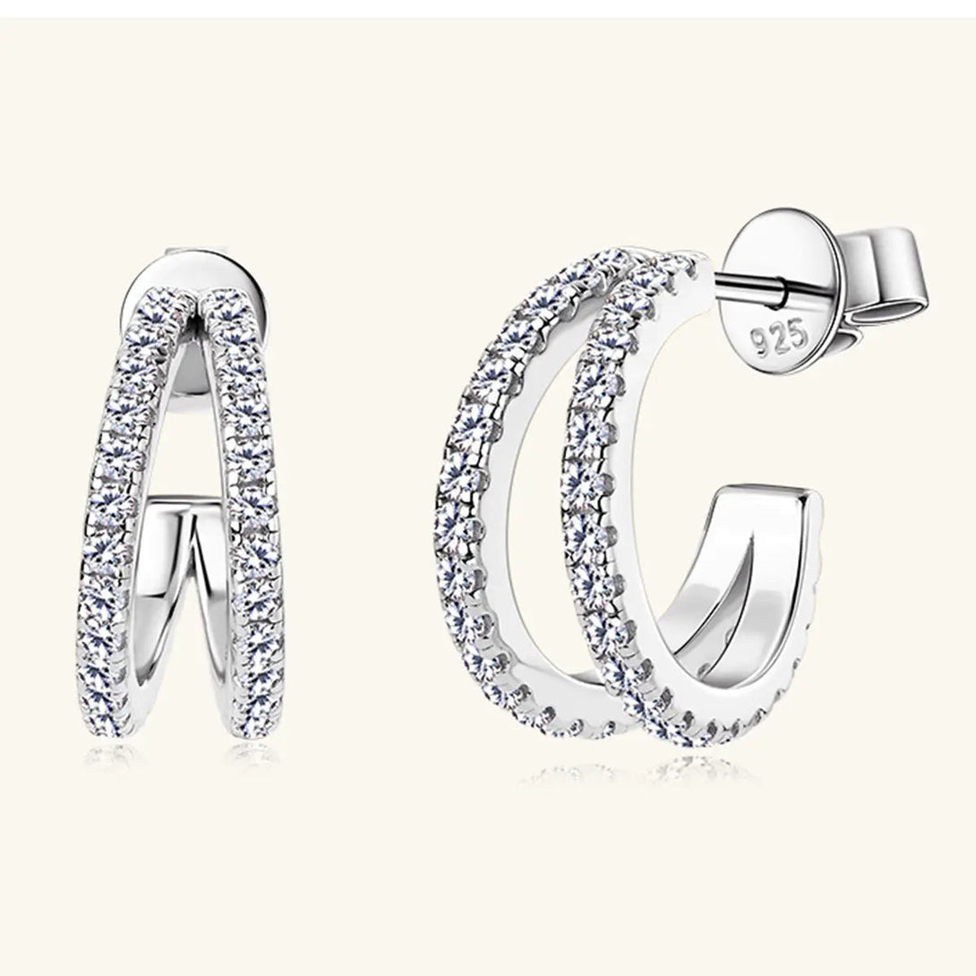 Lovcia Moissanite 925 Sterling Silver C-Hoop Earrings-Earrings-Gold-One Size-Gold
