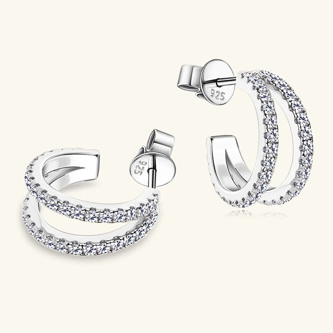 Lovcia Moissanite 925 Sterling Silver C-Hoop Earrings-Earrings-Gold-One Size-Gold