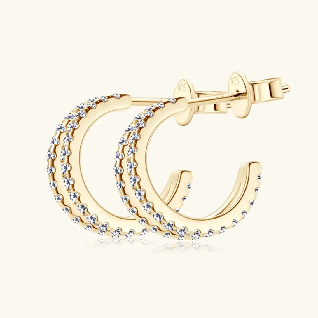 Lovcia Moissanite 925 Sterling Silver C-Hoop Earrings-Earrings-Gold-One Size-Gold