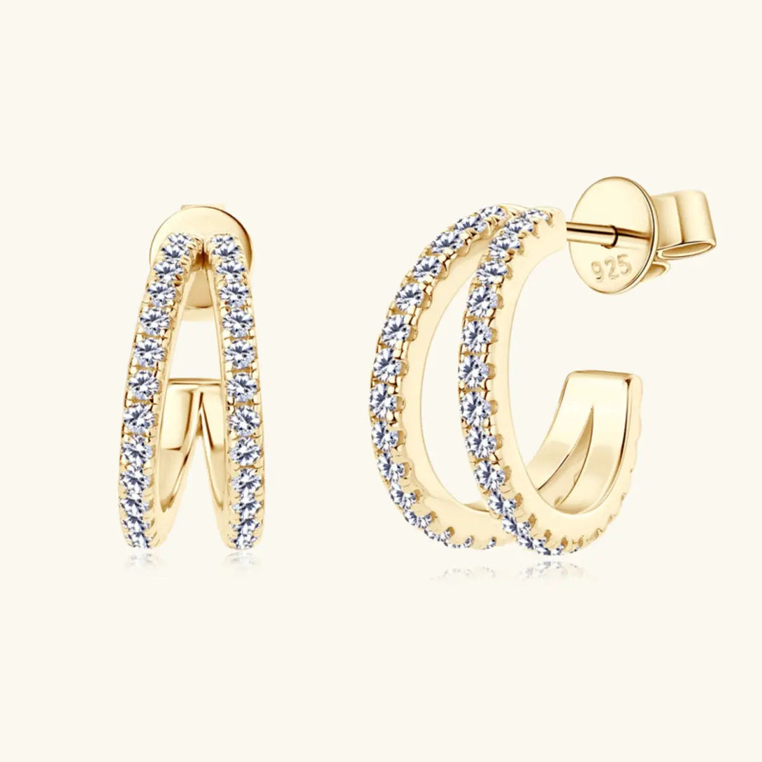 Lovcia Moissanite 925 Sterling Silver C-Hoop Earrings-Earrings-Gold-One Size-Gold
