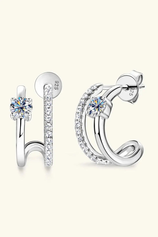 Lovcia Moissanite 925 Sterling Silver C-Hoop Earrings-Earrings-Silver-One Size-Silver