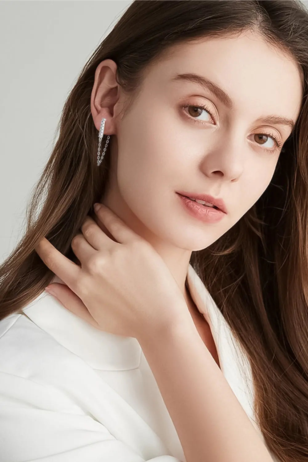 Lovcia Moissanite 925 Sterling Silver Connected Earrings-Earrings-Gold-One Size-Gold