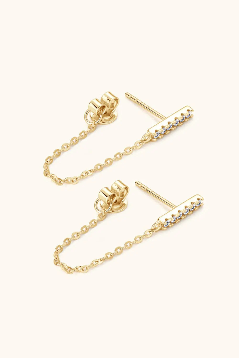 Lovcia Moissanite 925 Sterling Silver Connected Earrings-Earrings-Gold-One Size-Gold