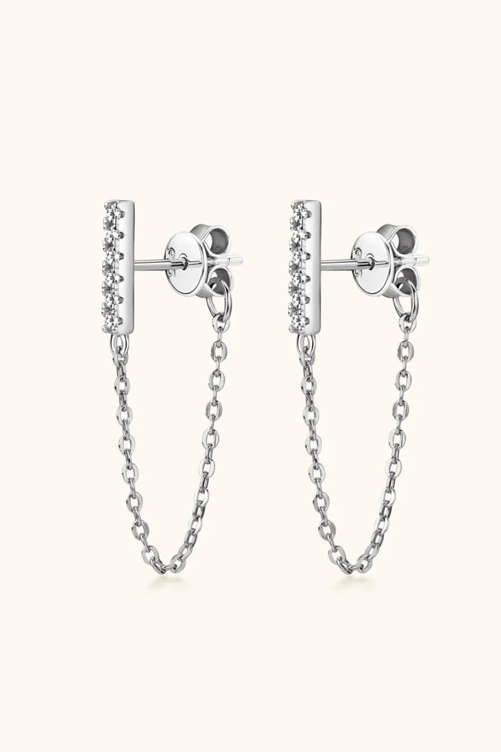 Lovcia Moissanite 925 Sterling Silver Connected Earrings-Earrings-Silver-One Size-Silver