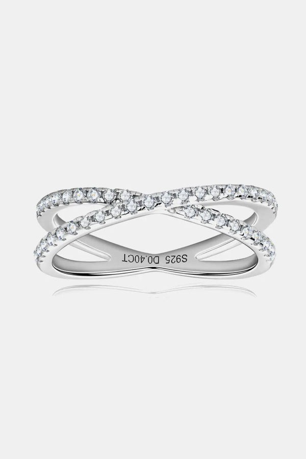 Lovcia Moissanite 925 Sterling Silver Crisscross Ring-Rings-Silver-5-Silver