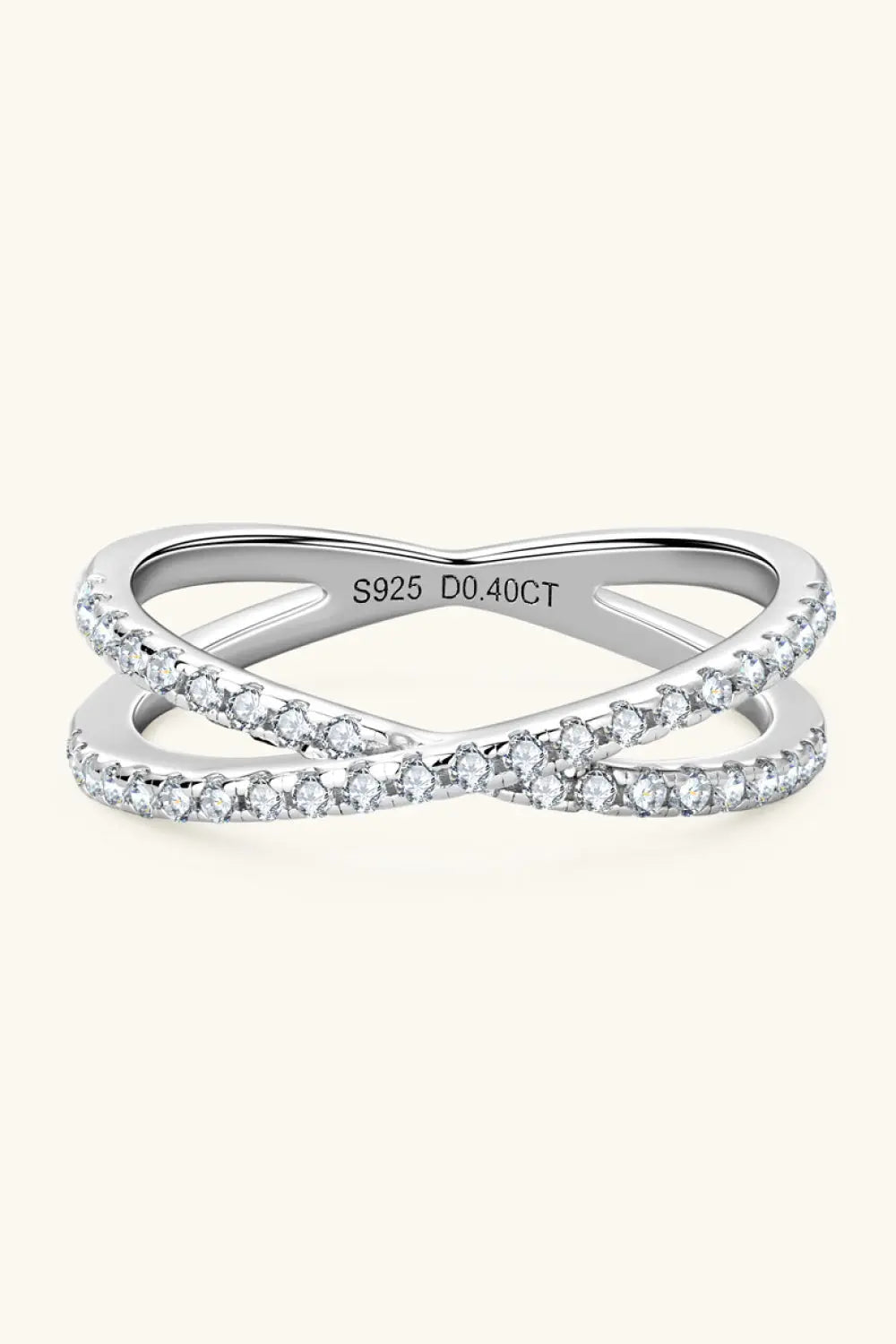 Lovcia Moissanite 925 Sterling Silver Crisscross Ring-Rings-Silver-5-Silver