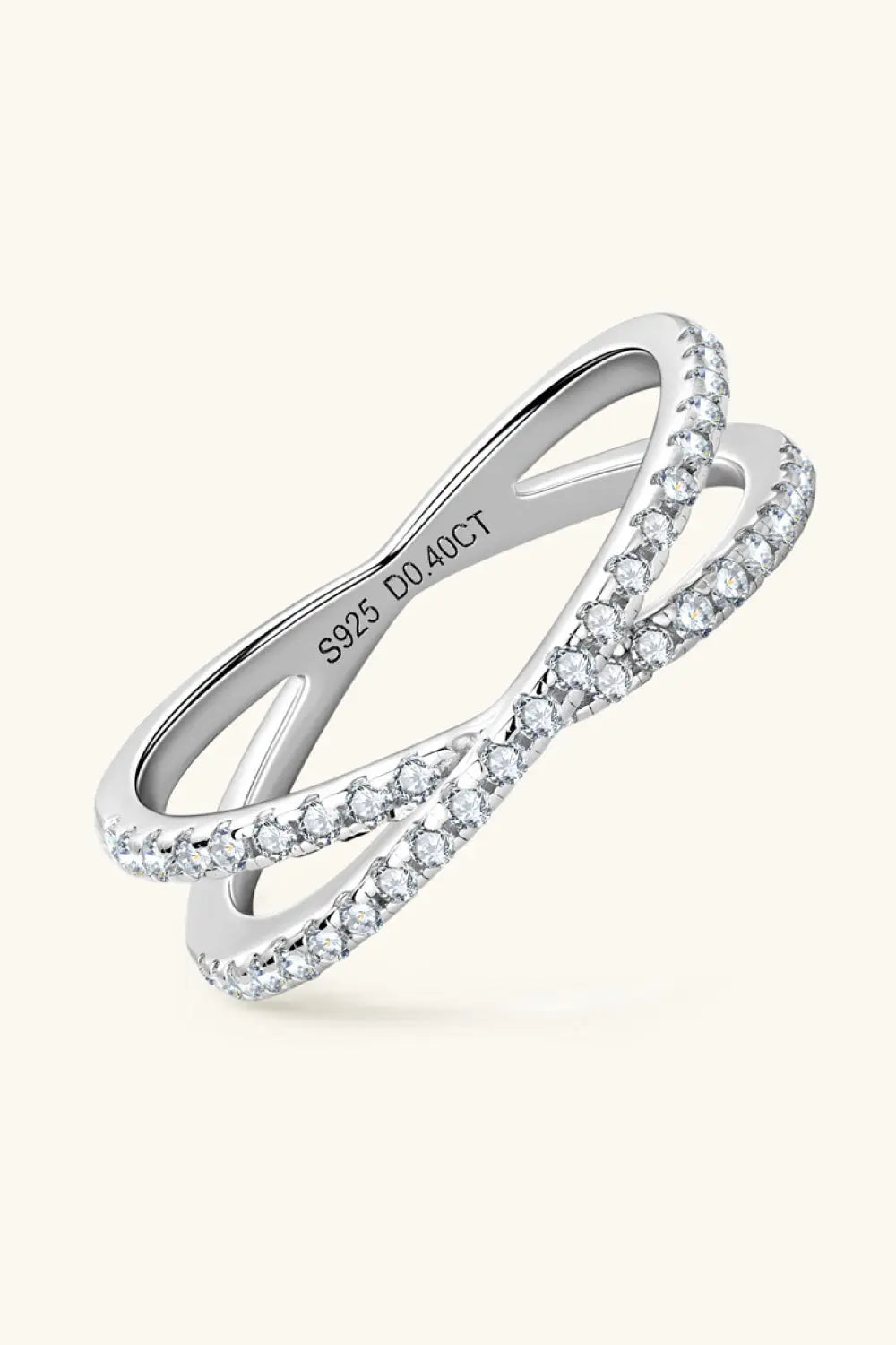 Lovcia Moissanite 925 Sterling Silver Crisscross Ring-Rings-Silver-5-Silver