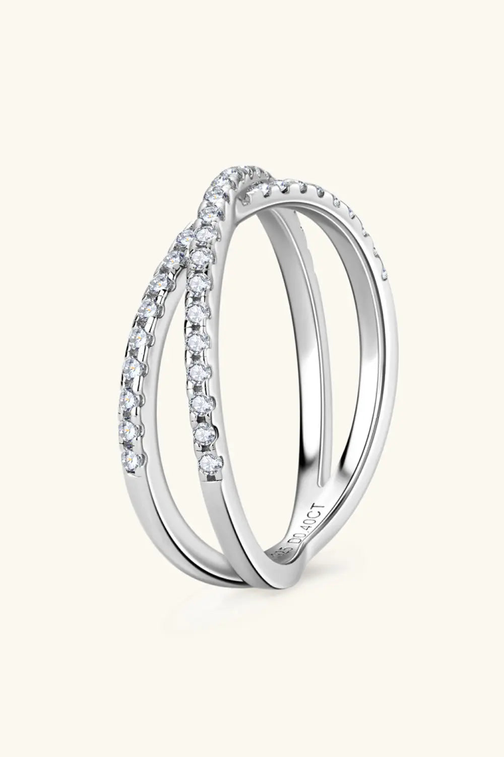 Lovcia Moissanite 925 Sterling Silver Crisscross Ring-Rings-Silver-5-Silver
