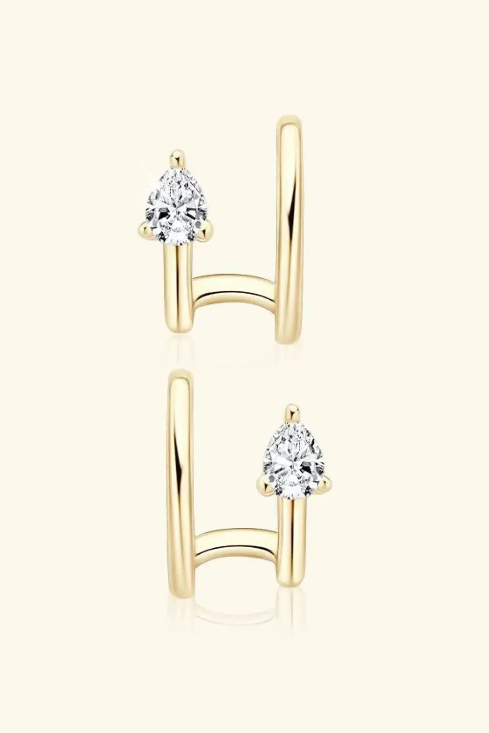 Lovcia Moissanite 925 Sterling Silver Cuff Earrings-Earrings-Gold-One Size-Gold