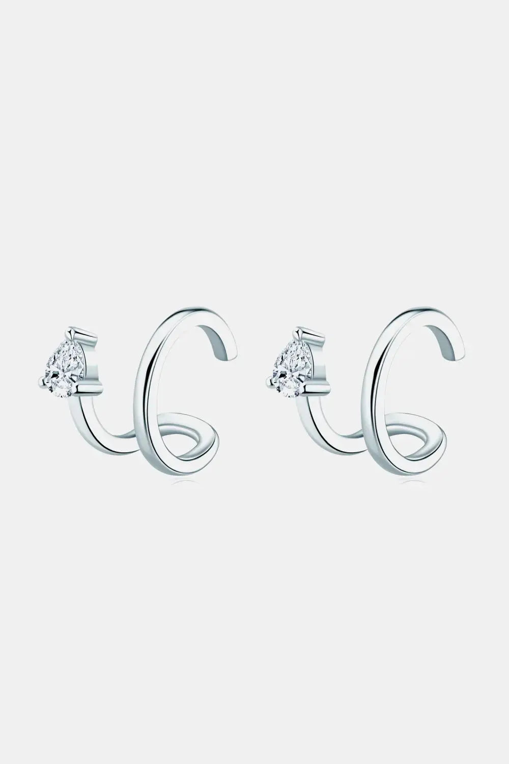 Lovcia Moissanite 925 Sterling Silver Cuff Earrings-Earrings-Silver-One Size-Silver
