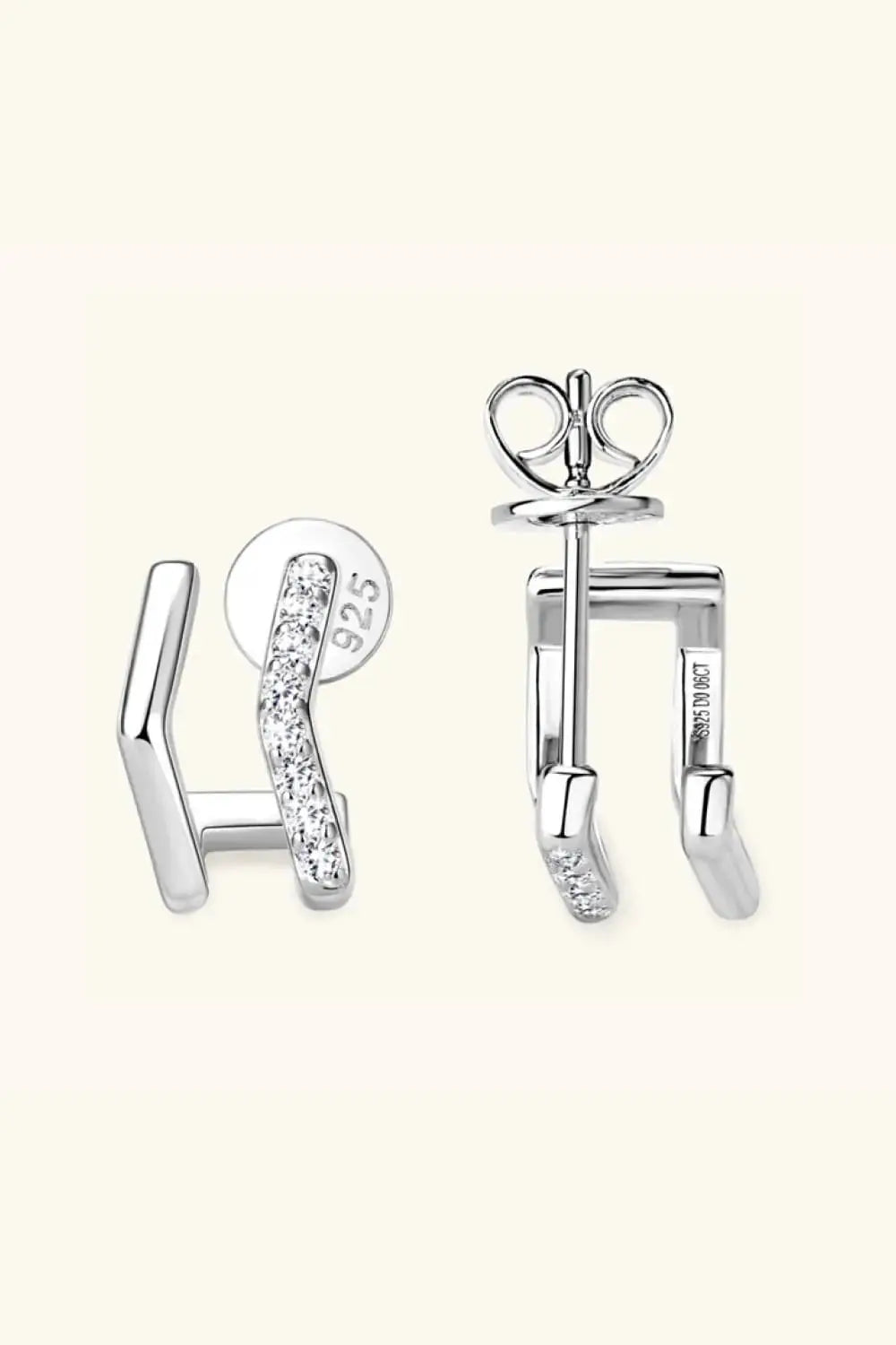 Lovcia Moissanite 925 Sterling Silver Double-Layered Earrings-Earrings-Gold-One Size-Gold