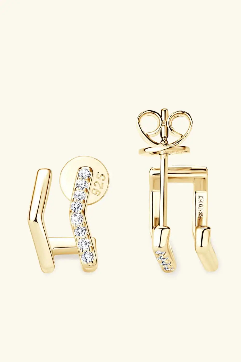Lovcia Moissanite 925 Sterling Silver Double-Layered Earrings-Earrings-Gold-One Size-Gold