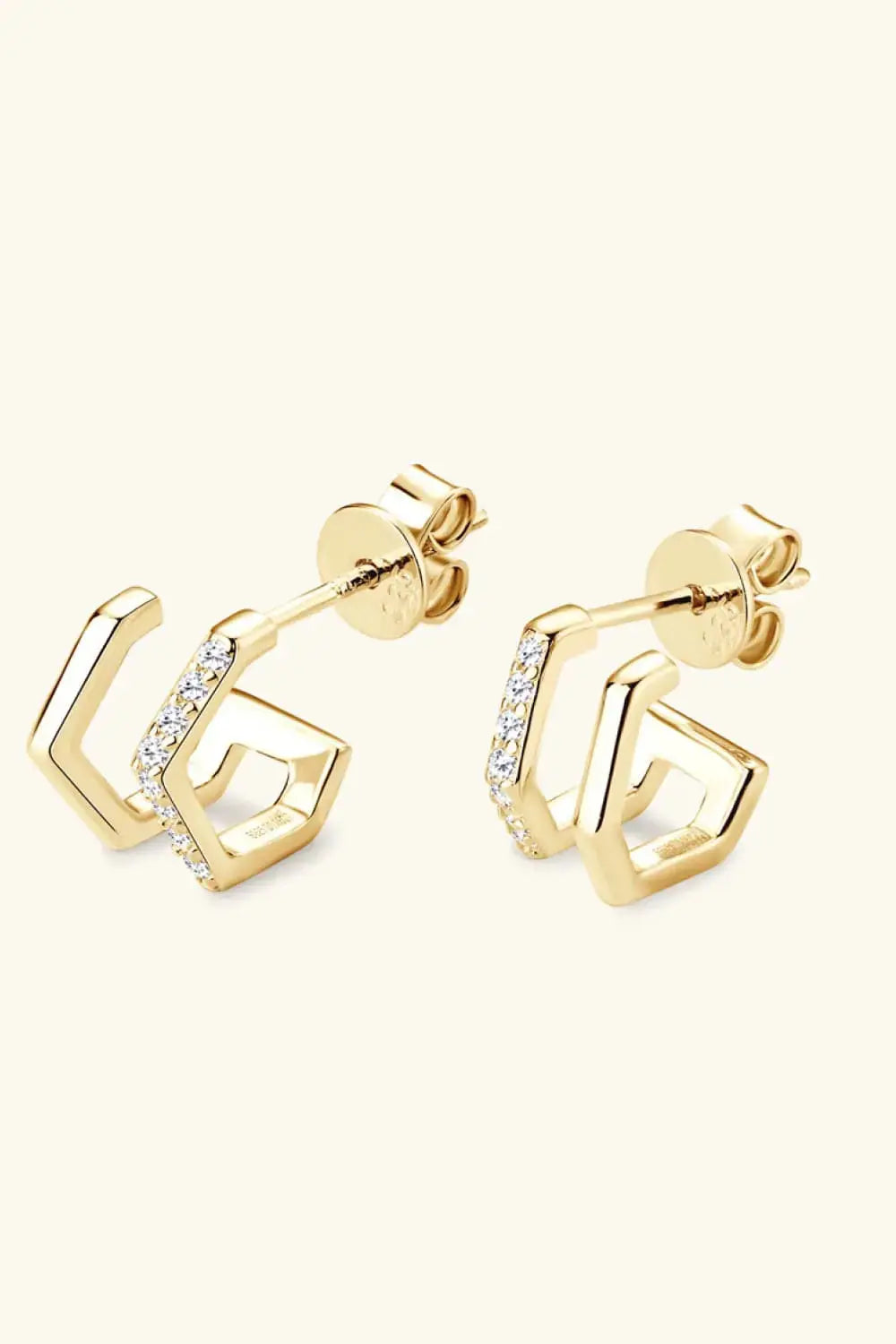 Lovcia Moissanite 925 Sterling Silver Double-Layered Earrings-Earrings-Gold-One Size-Gold