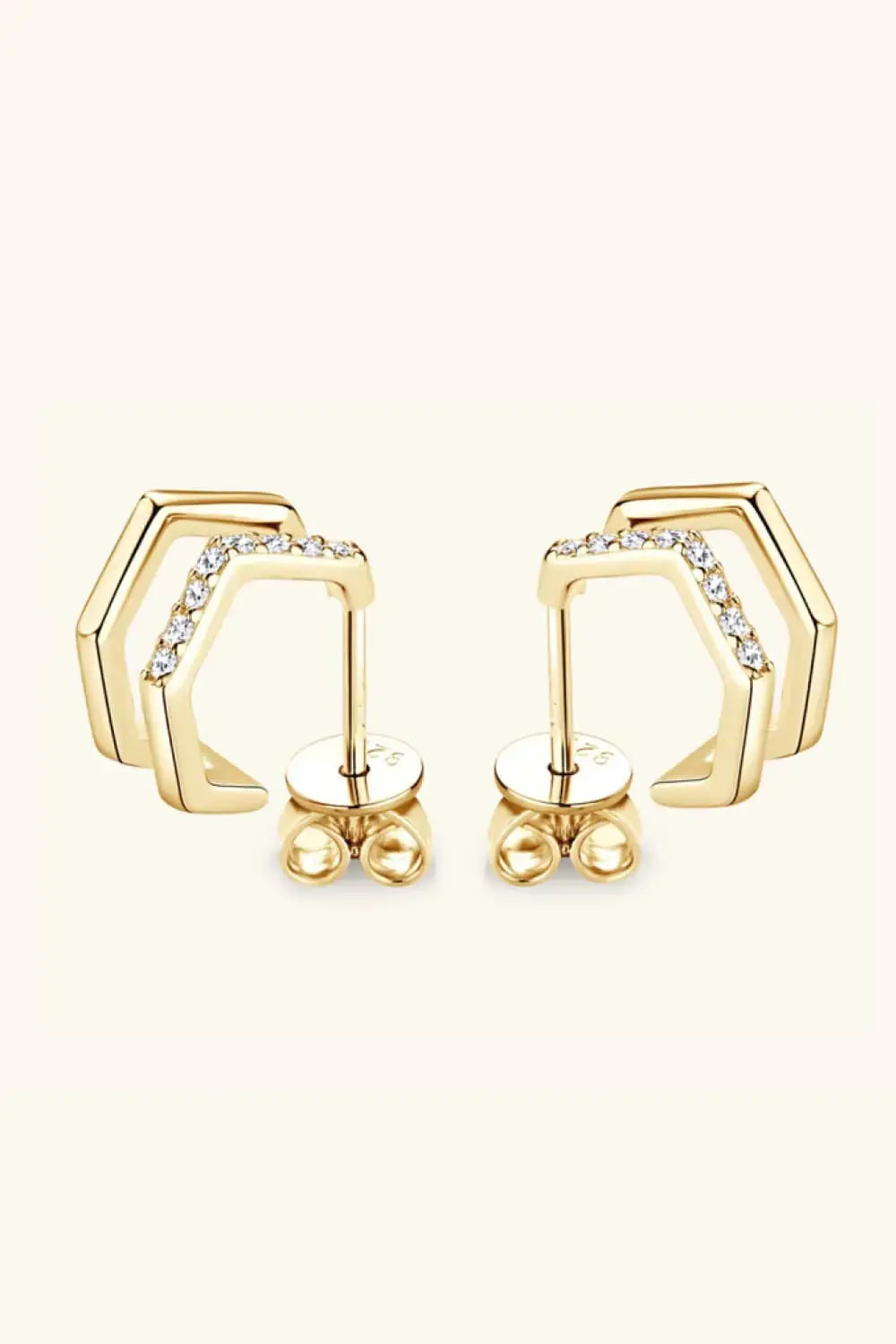 Lovcia Moissanite 925 Sterling Silver Double-Layered Earrings-Earrings-Gold-One Size-Gold