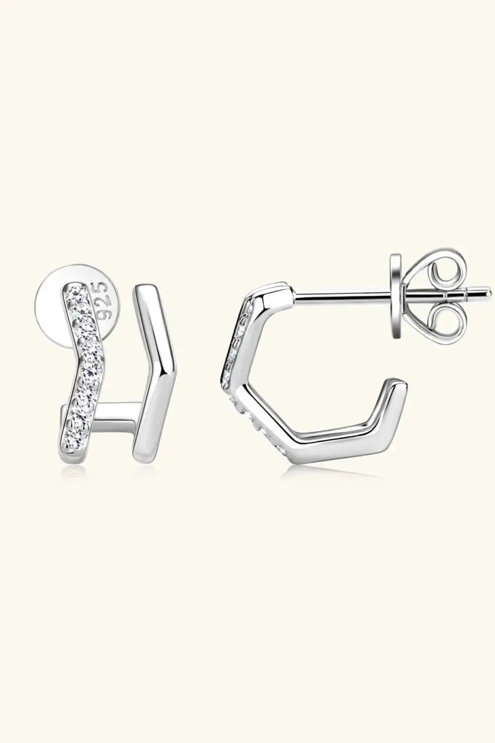 Lovcia Moissanite 925 Sterling Silver Double-Layered Earrings-Earrings-Silver-One Size-Silver