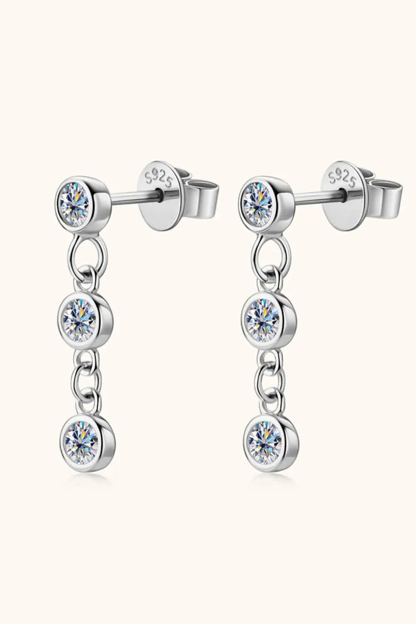 Lovcia Moissanite 925 Sterling Silver Drop Earrings-Earrings-Silver-One Size-Silver