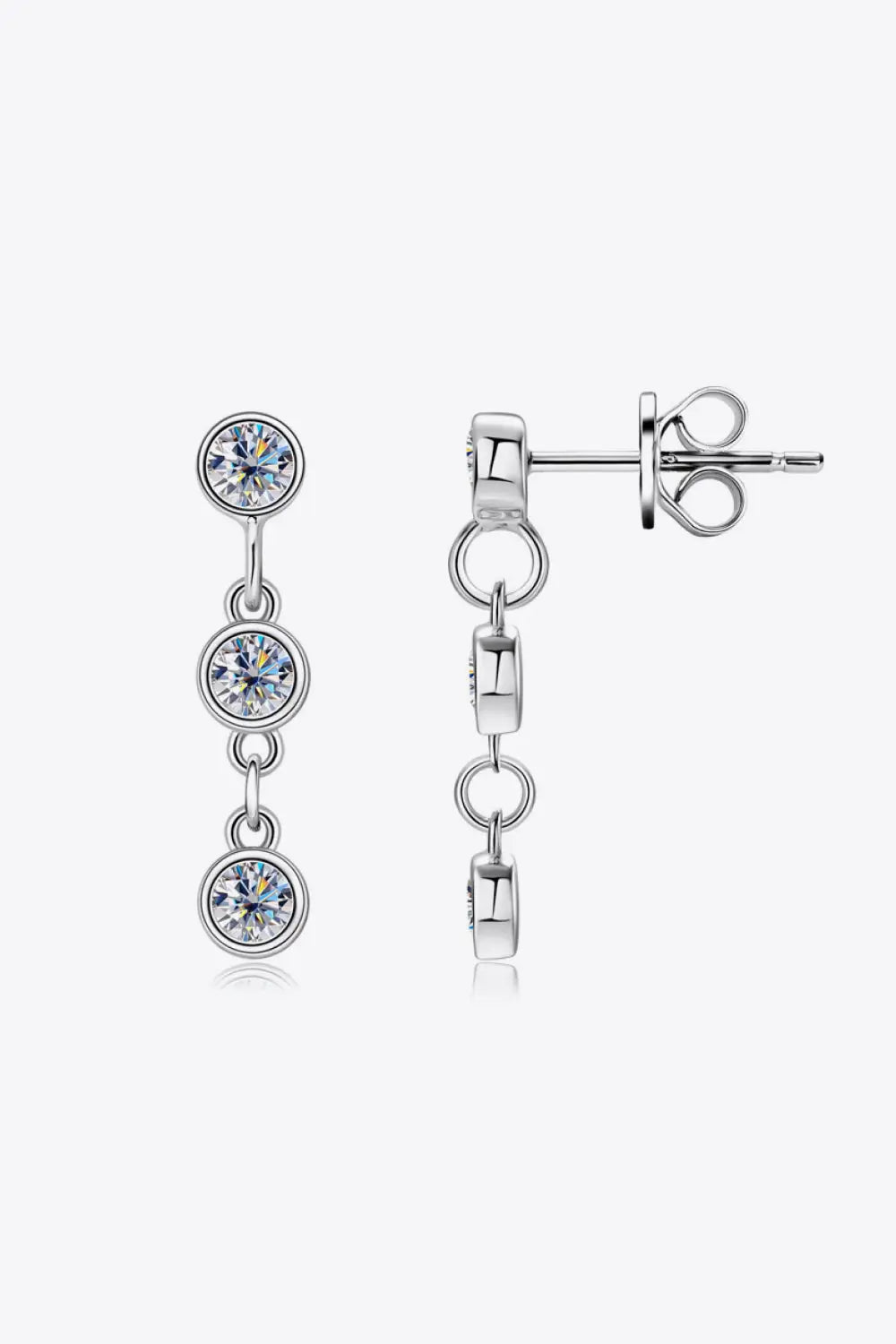 Lovcia Moissanite 925 Sterling Silver Drop Earrings-Earrings-Silver-One Size-Silver