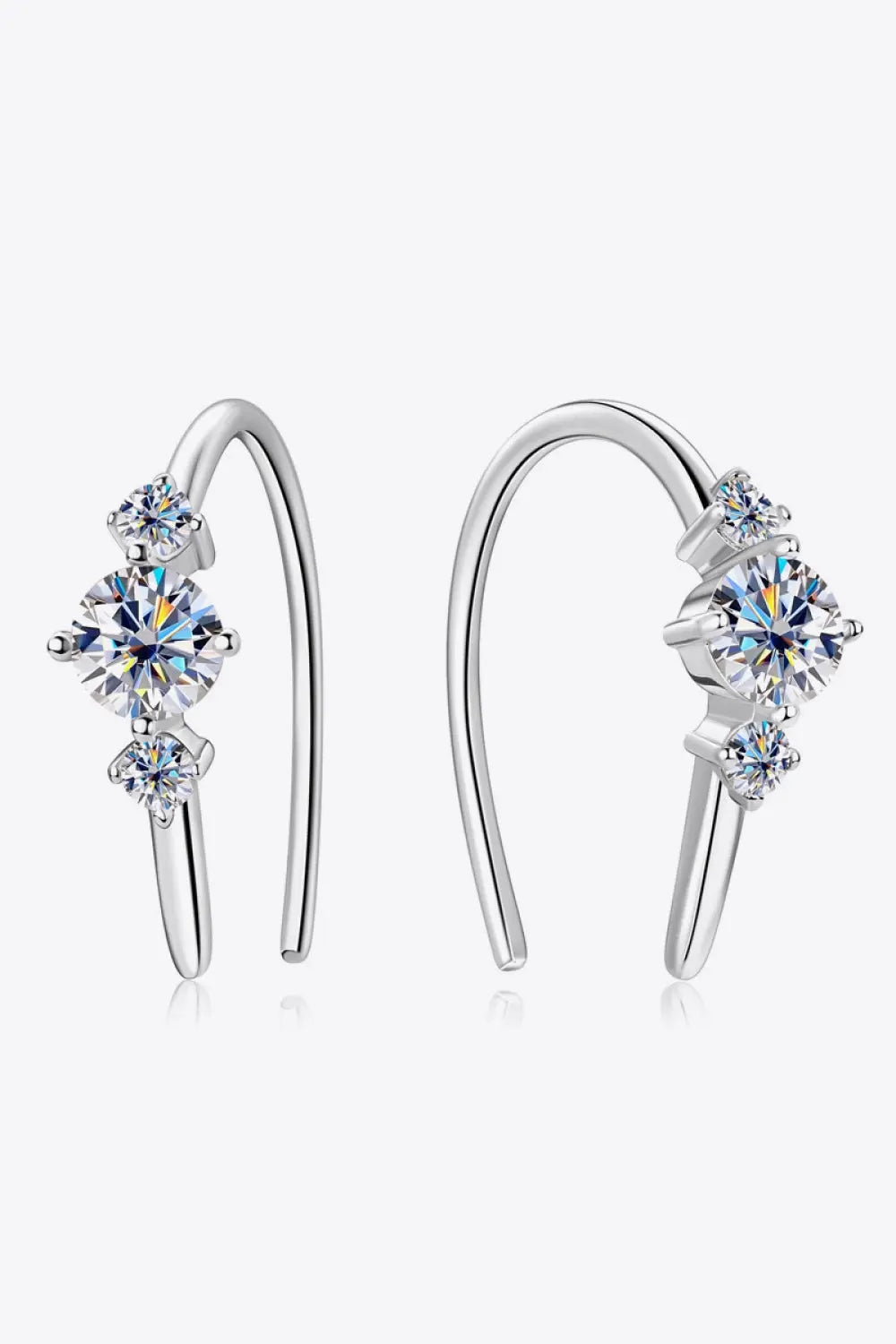 Lovcia Moissanite 925 Sterling Silver Earrings-Earrings-Silver-One Size-Silver