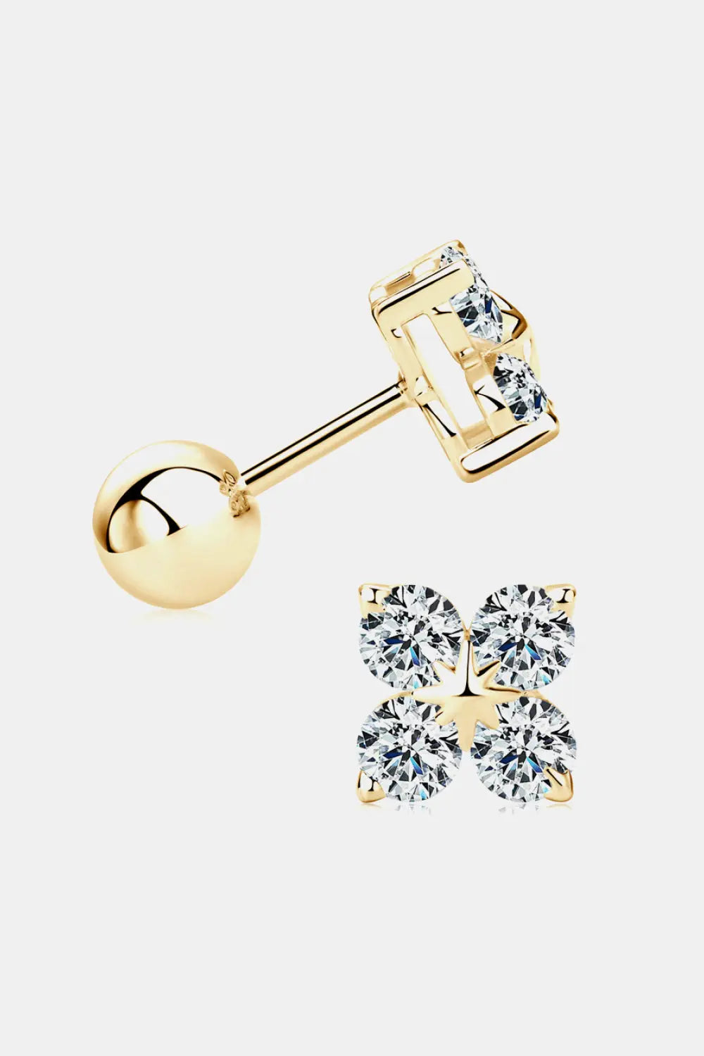 Lovcia Moissanite 925 Sterling Silver Four-Leaf Clover Shape Earrings-Earrings-Gold-One Size-Gold