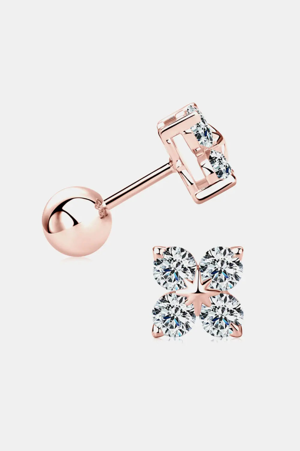 Lovcia Moissanite 925 Sterling Silver Four-Leaf Clover Shape Earrings-Earrings-Rose Gold-One Size-Rose Gold
