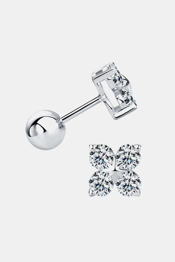 Lovcia Moissanite 925 Sterling Silver Four-Leaf Clover Shape Earrings-Earrings-Silver-One Size-Silver